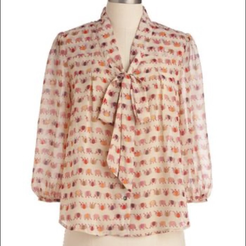 Modcloth Painted Pachyderm Blouse, size small